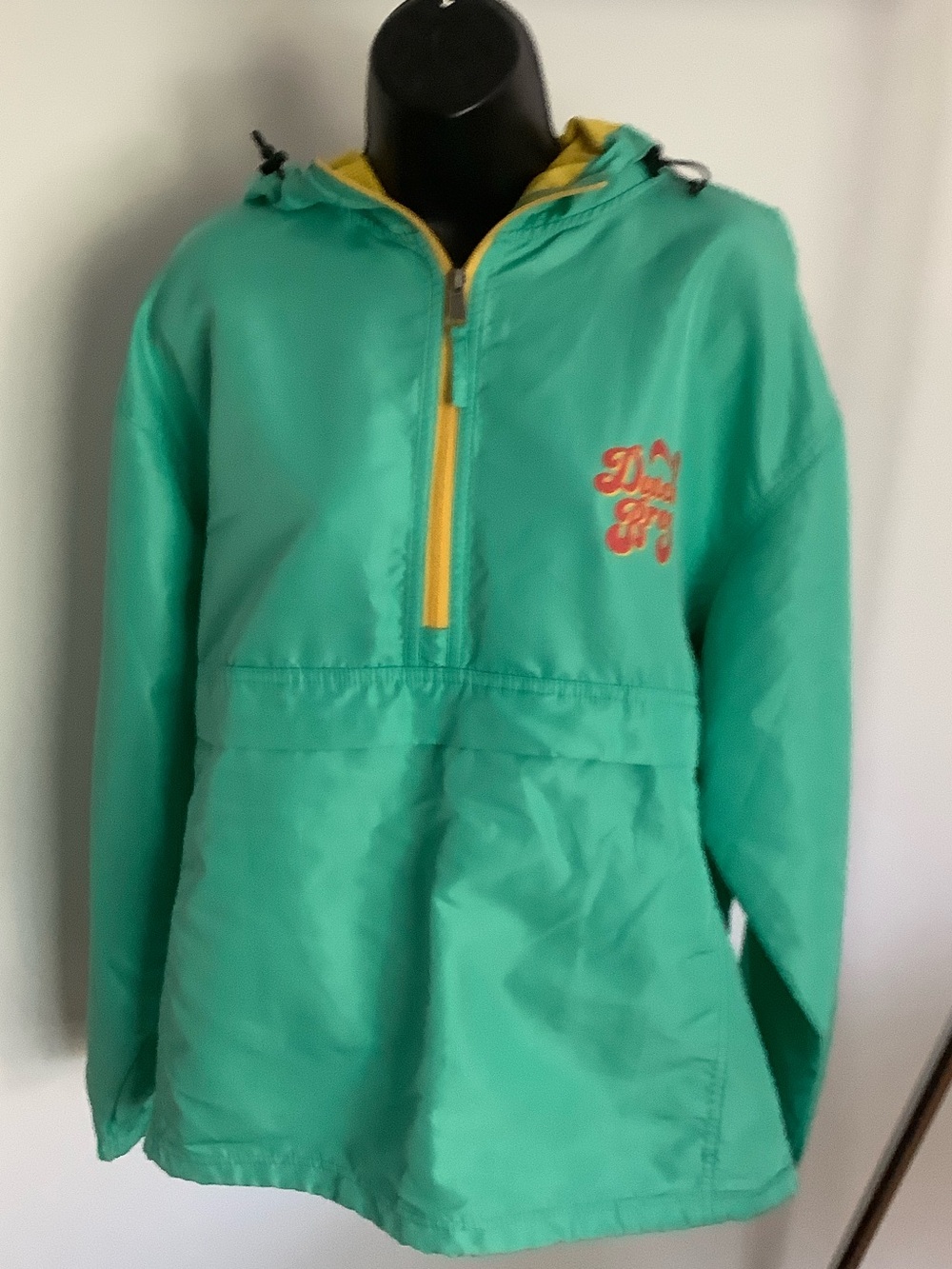 Dutch Bros Quarter Zip Windbreaker Jacket Size M Teal Hooded Limited Edition